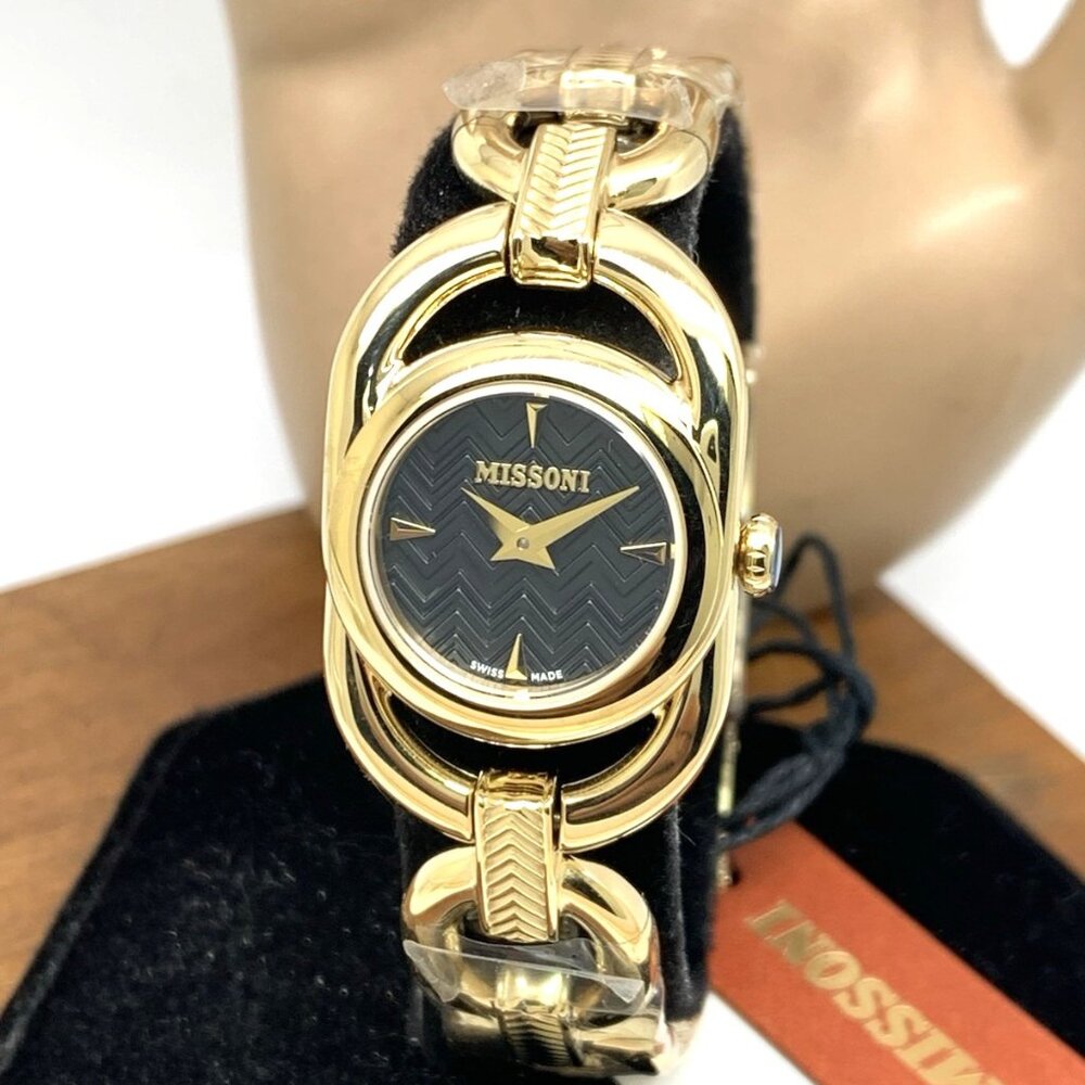 Missoni Women's Watch MWGCA0323 Gioiello Swiss Quartz Black Dial Gold Steel 23mm